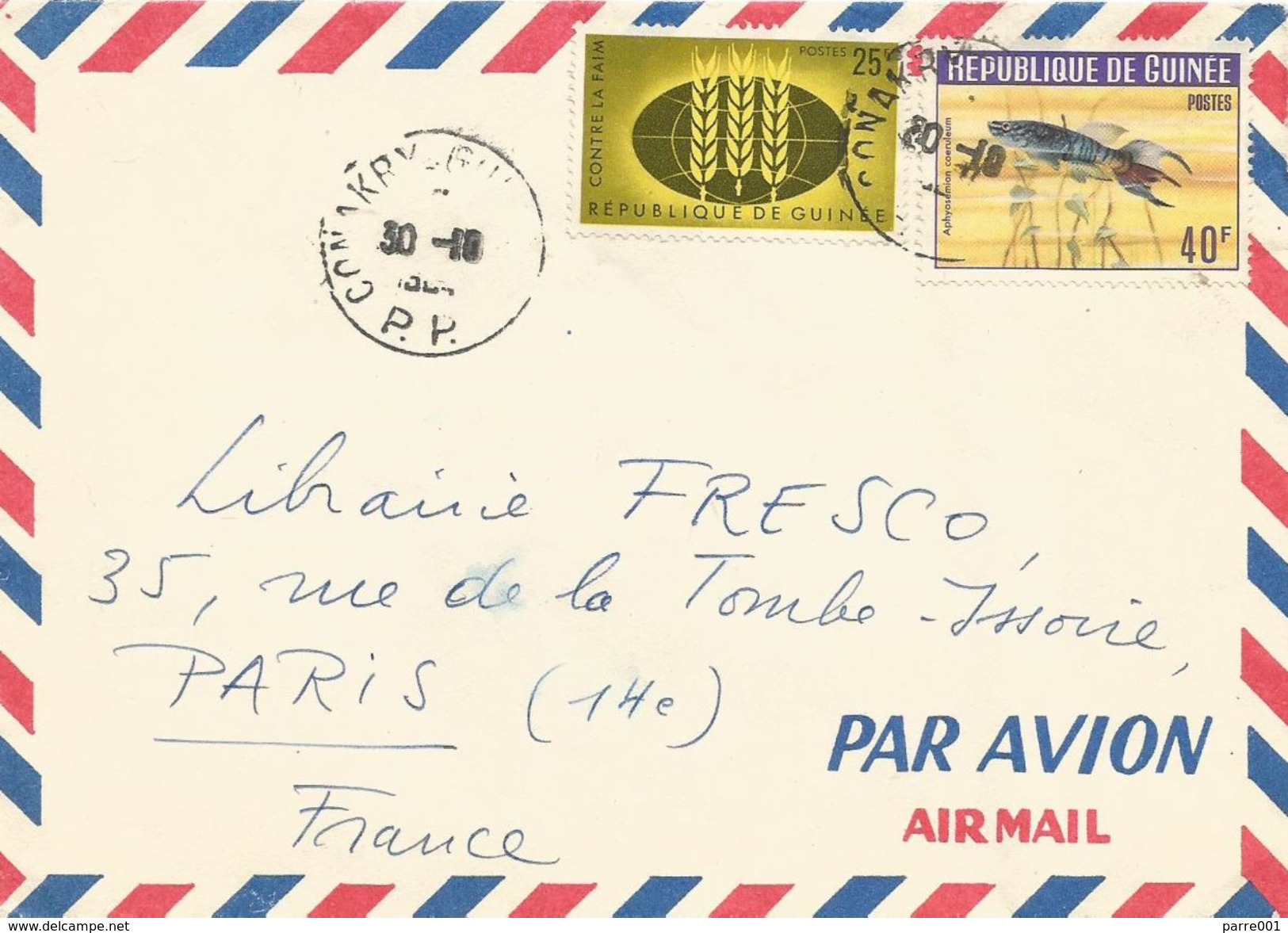 Guinea Guinee 1964 Conakry PP Blue Gularis Aphyosemion Coeruleum Freshwater Fish Hunger Cover - Guinee (1958-...)