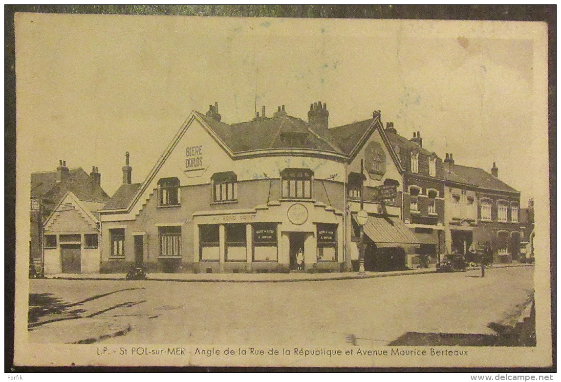 Saint Pol Sur Mer - Angle Rue République Et Av. Maurice Berteaux - Magasin "Au Rond Point" Rare - Non-circulée - Saint Pol Sur Mer