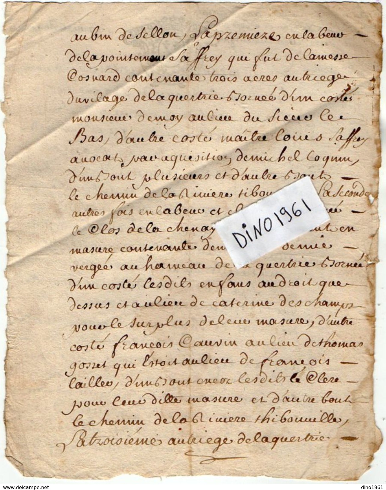 VP11.428 ALENCON - Acte De 1730 - BONNEBOSC - Aveu De F. CAUVIN Pour 8 Pièces De Terre Situées à SAINT AUBIN DE SELLOU - Cachets Généralité