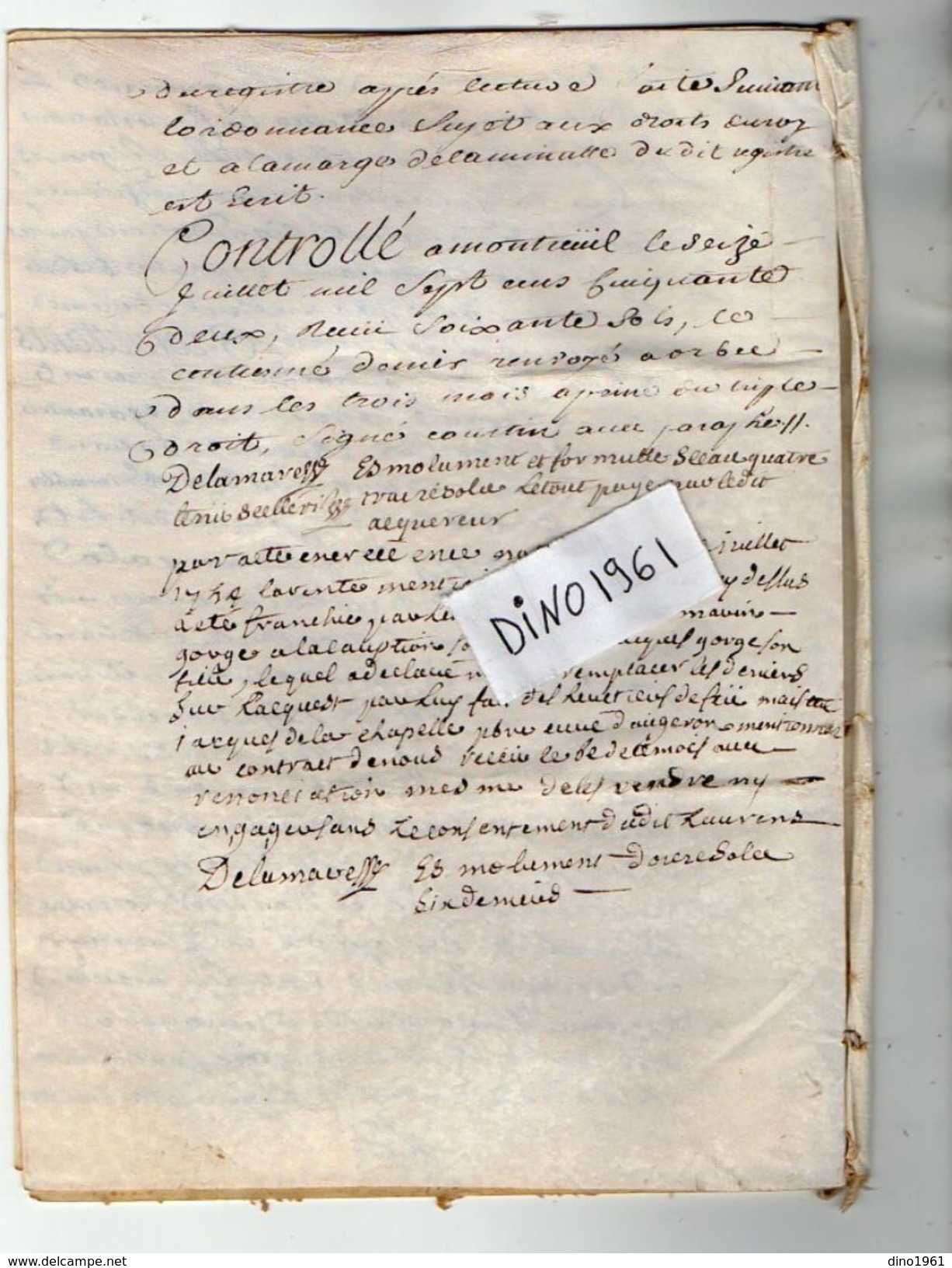 VP11.429 - ALENCON - Acte De 1732 - Entre Mrs Marin GORGE Chapellier à MONTREUIL & Jean LAURENT De FRIARDEL - Cachets Généralité