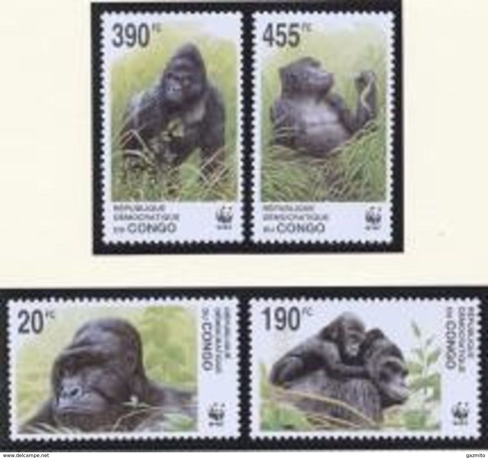 Congo Ex Zaire 2002, WWF, Gorillas, 4val - Gorilla's
