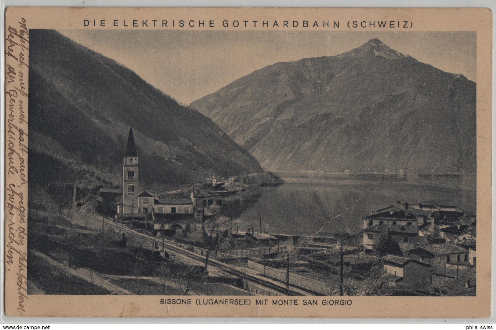 Bissone (Luganersee) Mit Monte San Giorgio - Die Elektrische Gotthardbahn - Bissone