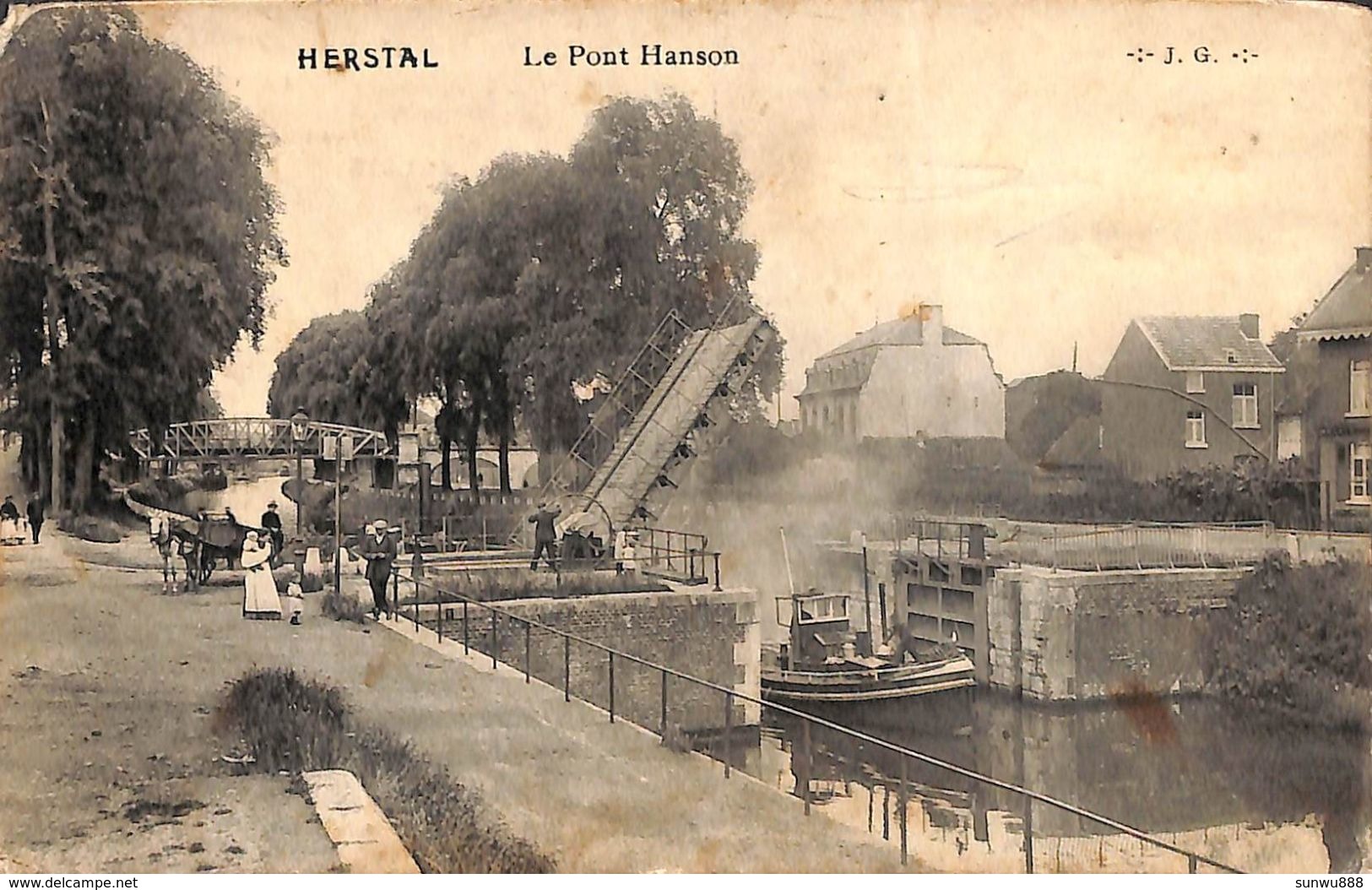 Herstal - Le Pont Hanson (top Animation, Remorqueur, Edit. Vve Francis) - Herstal