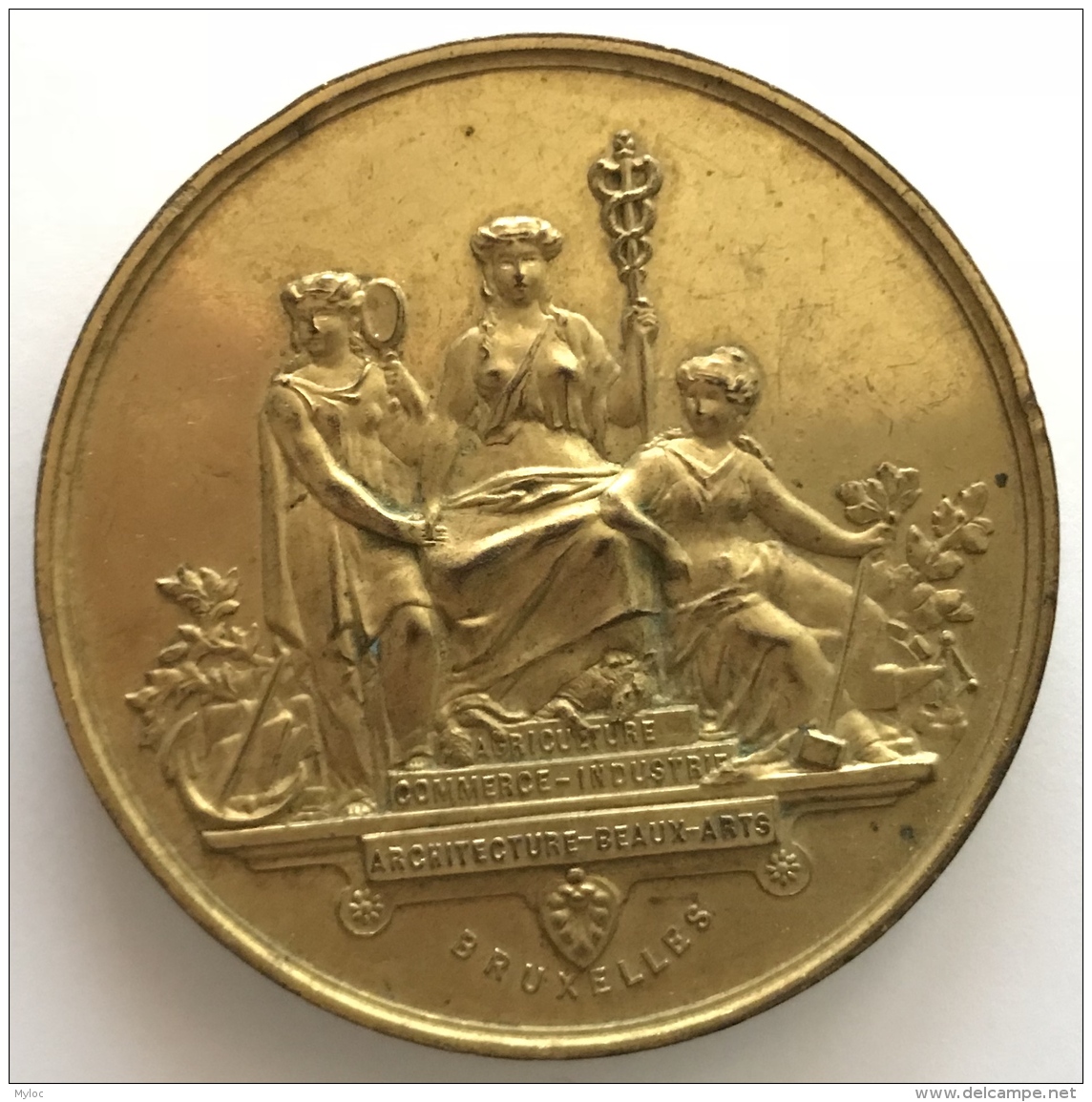 Médaille Exposition Commerciale Et Industrielle. Bruxelles. St. Gilles. 1892. 70mm - 153 Gr - Profesionales / De Sociedad