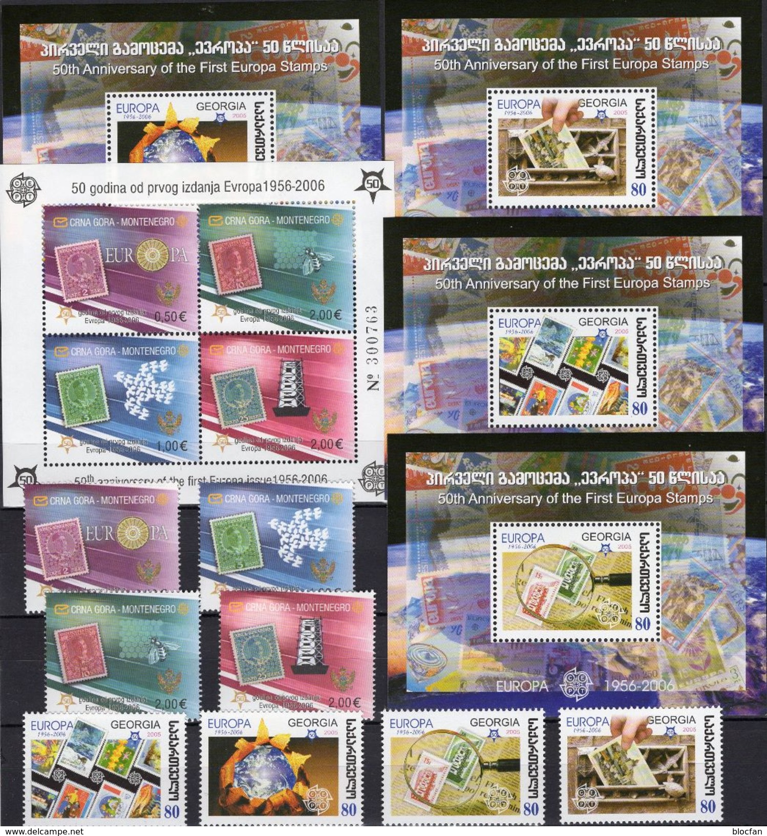 Blocs 2006 Georgia 511/4,Blocks 35-38+Montenegro 108/1II,Bl.2A ** 68€ Stamps On Stamp Hojas Ss Sheets M/s Bf EUROPE - Georgia