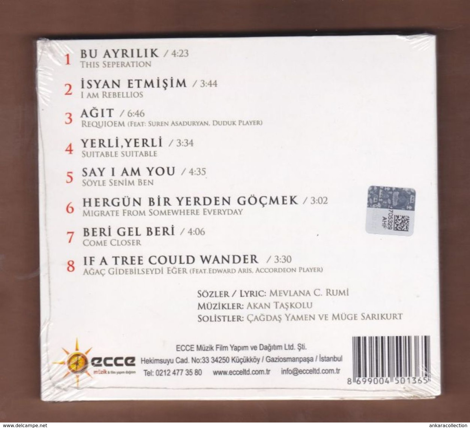 AC - Akan Taşkolu Rumi Project Bu Ayrılık - Seperation BRAND NEW TURKISH MUSIC CD - World Music