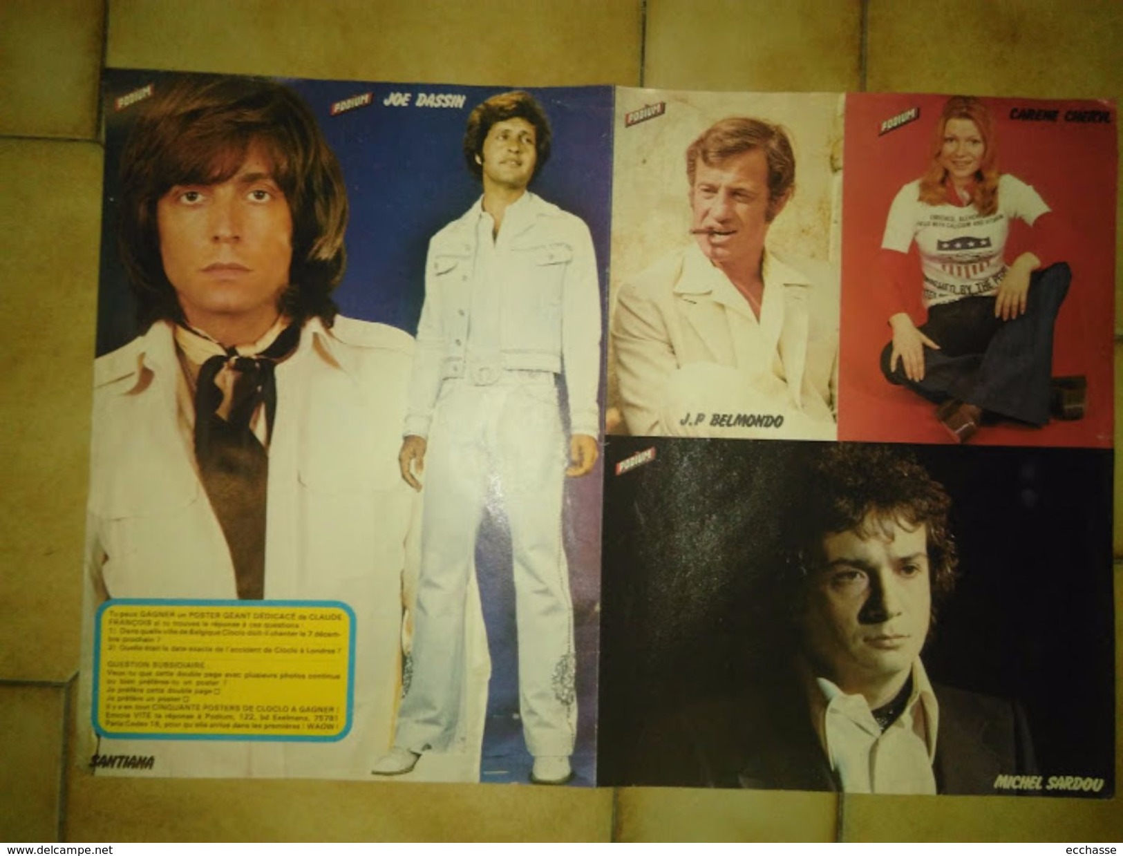 Poster Claude François  Joe Dassin Belmondo Cheryl Sardou Podium Nov 75 (coupure) - Manifesti & Poster