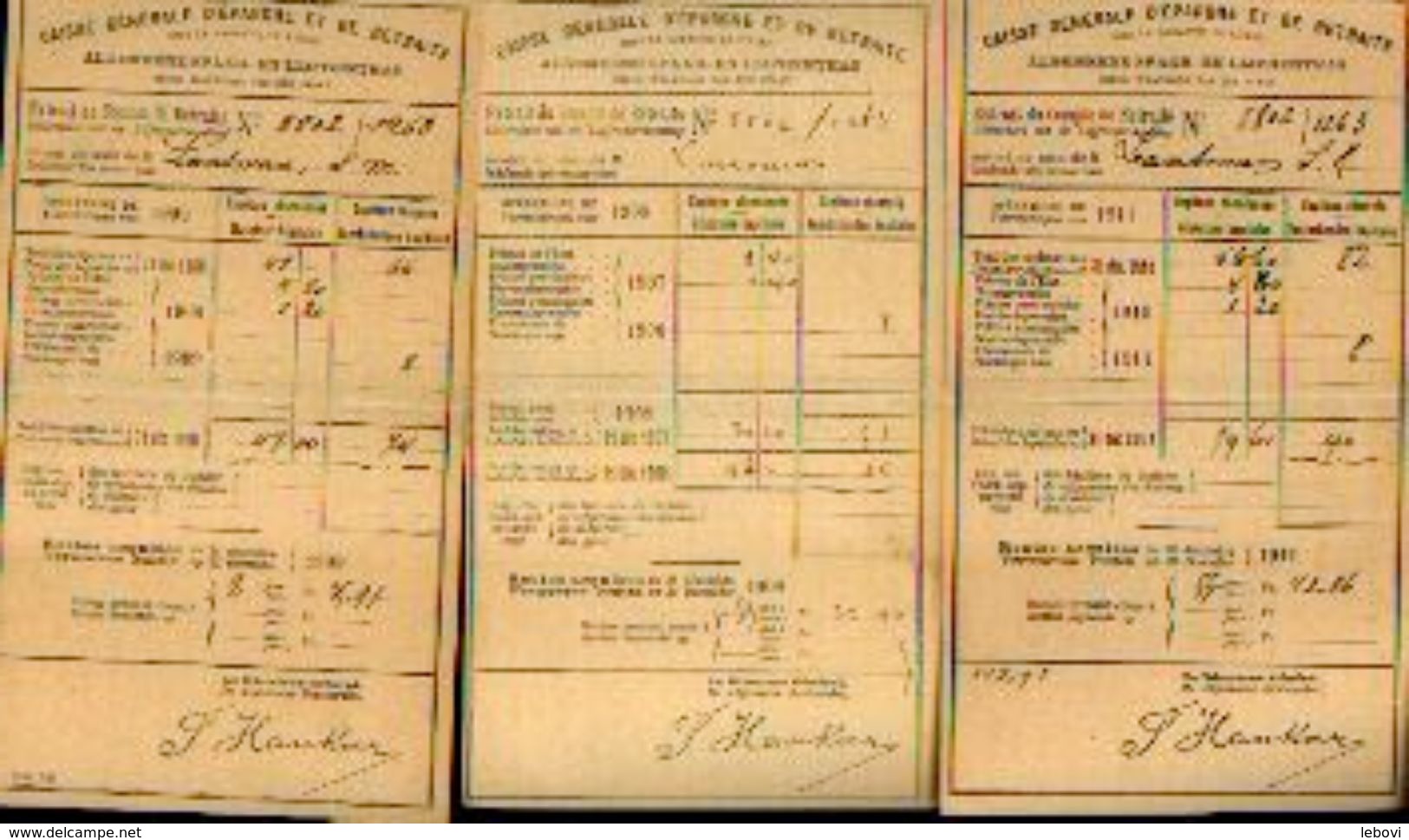 BRUXELLES) C.G.E.R. – Lot De 3 Extrait De Compte De Retraite (1908, 1909 & 1910) - Banca & Assicurazione