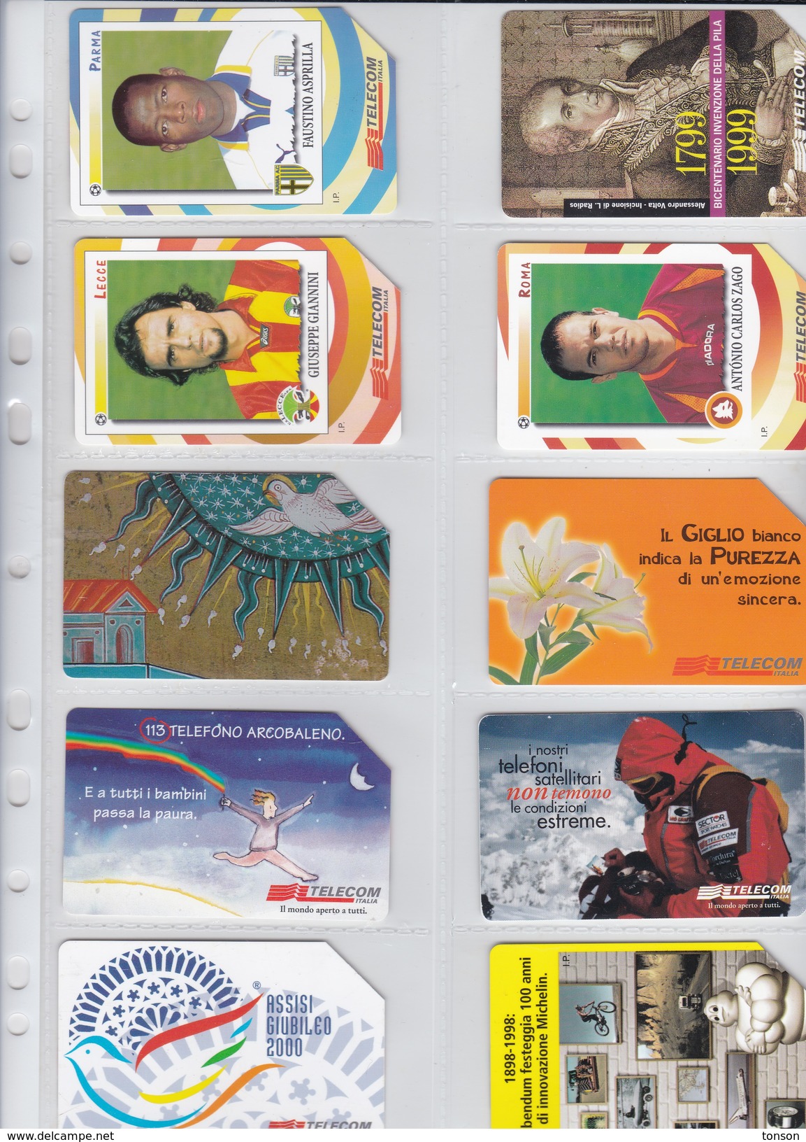 Italy, 10 Different Cards Number 3, Football, Orchid, Airbus, Michelin, 2 Scans. - Collezioni