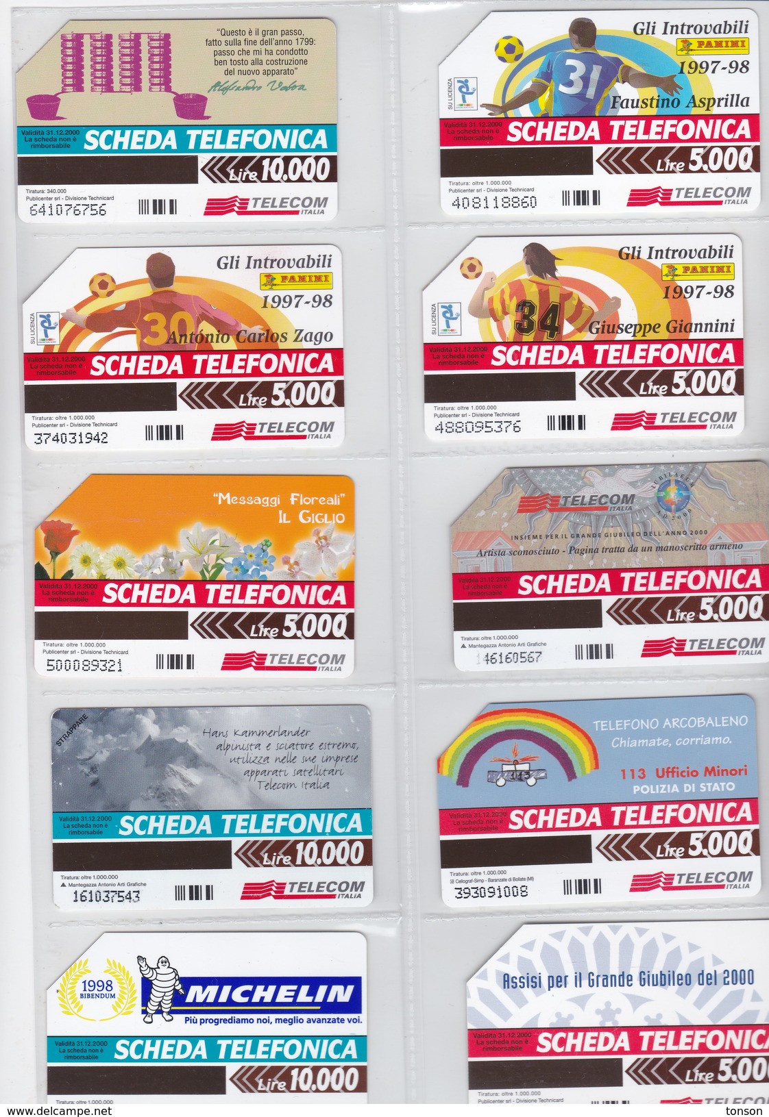 Italy, 10 Different Cards Number 3, Football, Orchid, Airbus, Michelin, 2 Scans. - [4] Colecciones