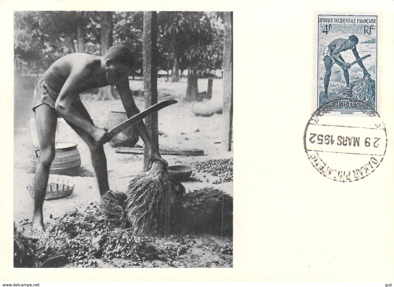 Afrique DAHOMEY (Benin)  Egreneur De Palmiste CARTE MAXIMUM Pub Ionyl Série A.O.F Timbre Stamp - Dahomey