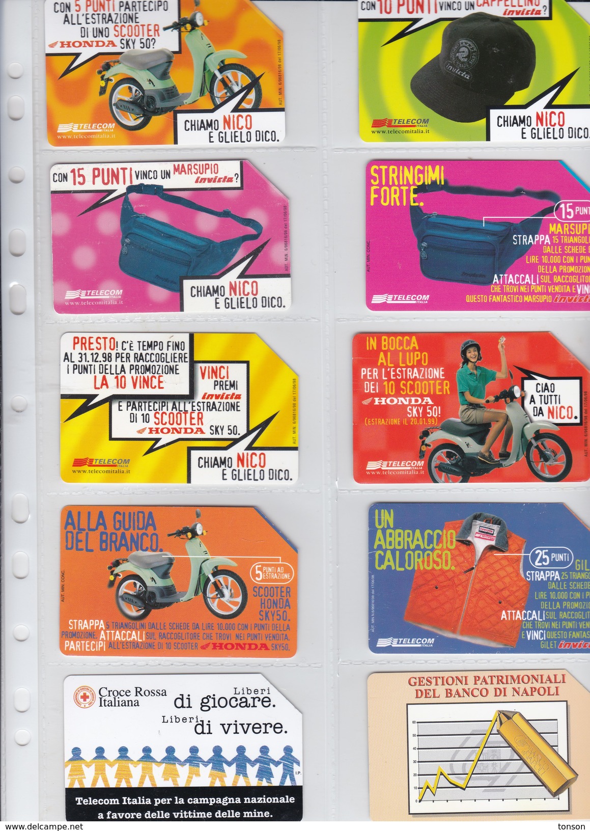 Italy, 10 Different Cards Number 4, Scooter, Red Cross, Bank, 2 Scans. - Collections