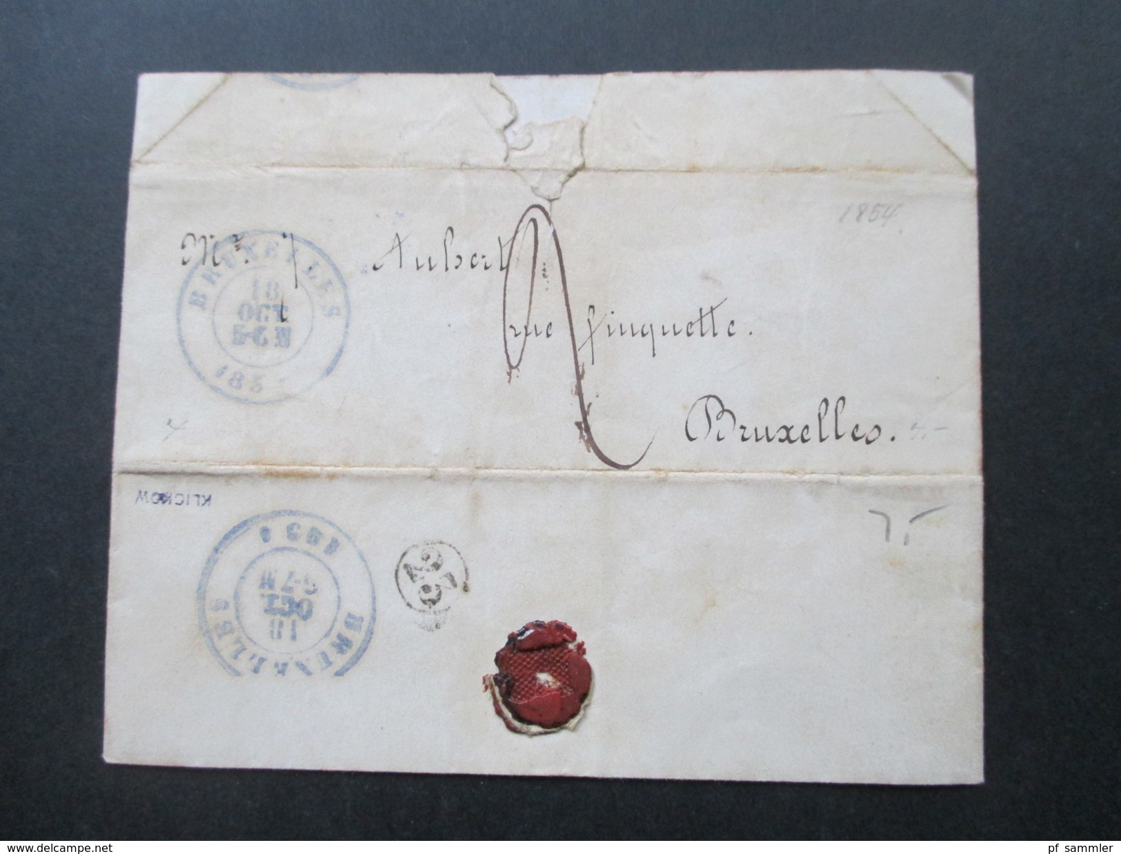 Belgien 1854 Ortsbrief Brüssel. Bruxelles. Altprüfzeichen / Signiert Klickow - 1849-1865 Medallones (Otros)