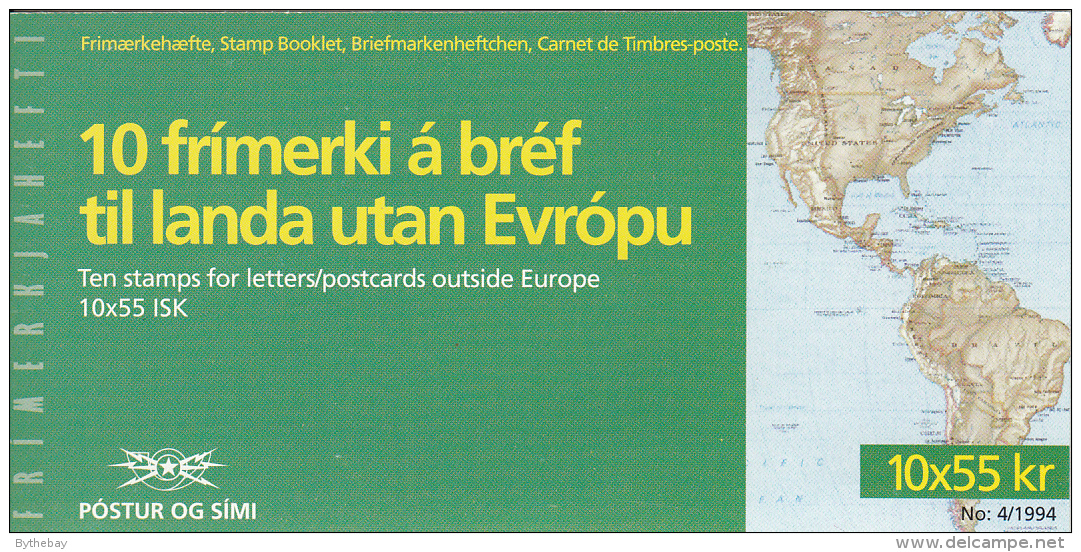 Iceland 1994 Booklet Of 10 Scott #781 55k St Brendan On Island, Monks EUROPA - Carnets