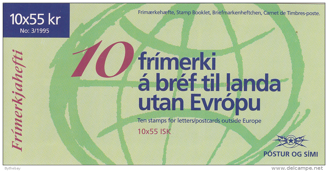Iceland 1995 Booklet Of 10 Scott #802 55k Spell-Broken Einar Jonsson EUROPA - Carnets