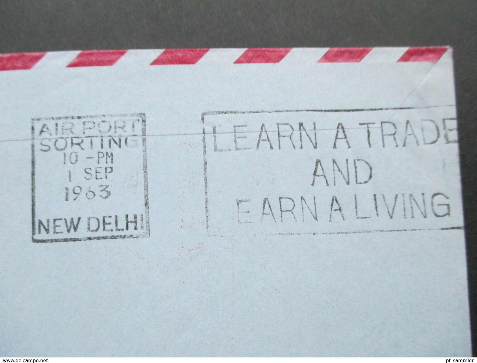 Japan 1963 Aerogramme / Luftpost. Erstflug Tokyo - New Delhi LH 649. Air Port Sorting New Delhi - Brieven En Documenten