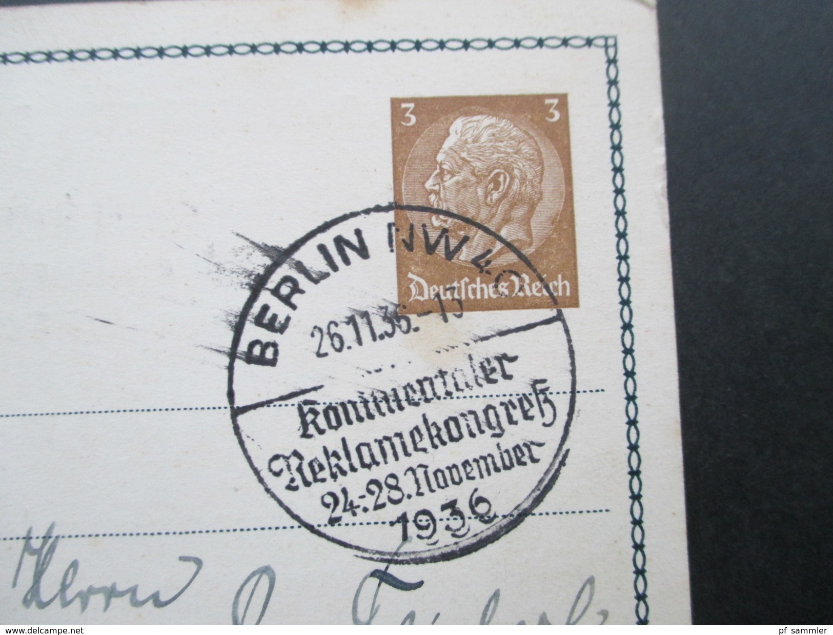 DR PP Privatganzsache Tag Der Briefmarke 1937 Sonderstempel Berlin NW4 Kontinentaler Reklamekongreß. Firmenwerbung - Covers & Documents