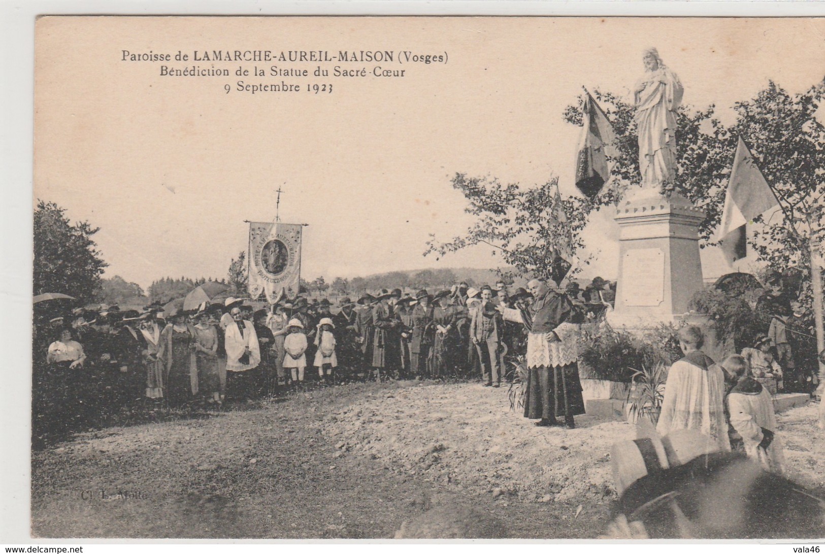 LAMARCHE  88 VOSGES   CPA  - BENEDICTION DE LA STATUE DU SACRE-COEUR 09/09/1923 - Lamarche