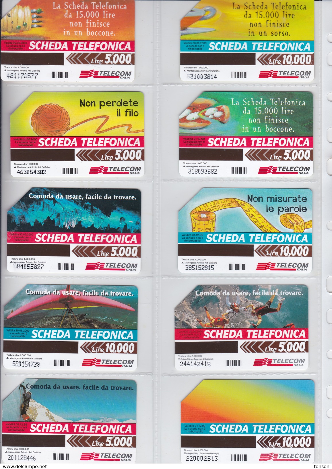 Italy, 10 Different Cards Number 9, Food, Sport, 2 Scans. - Collections