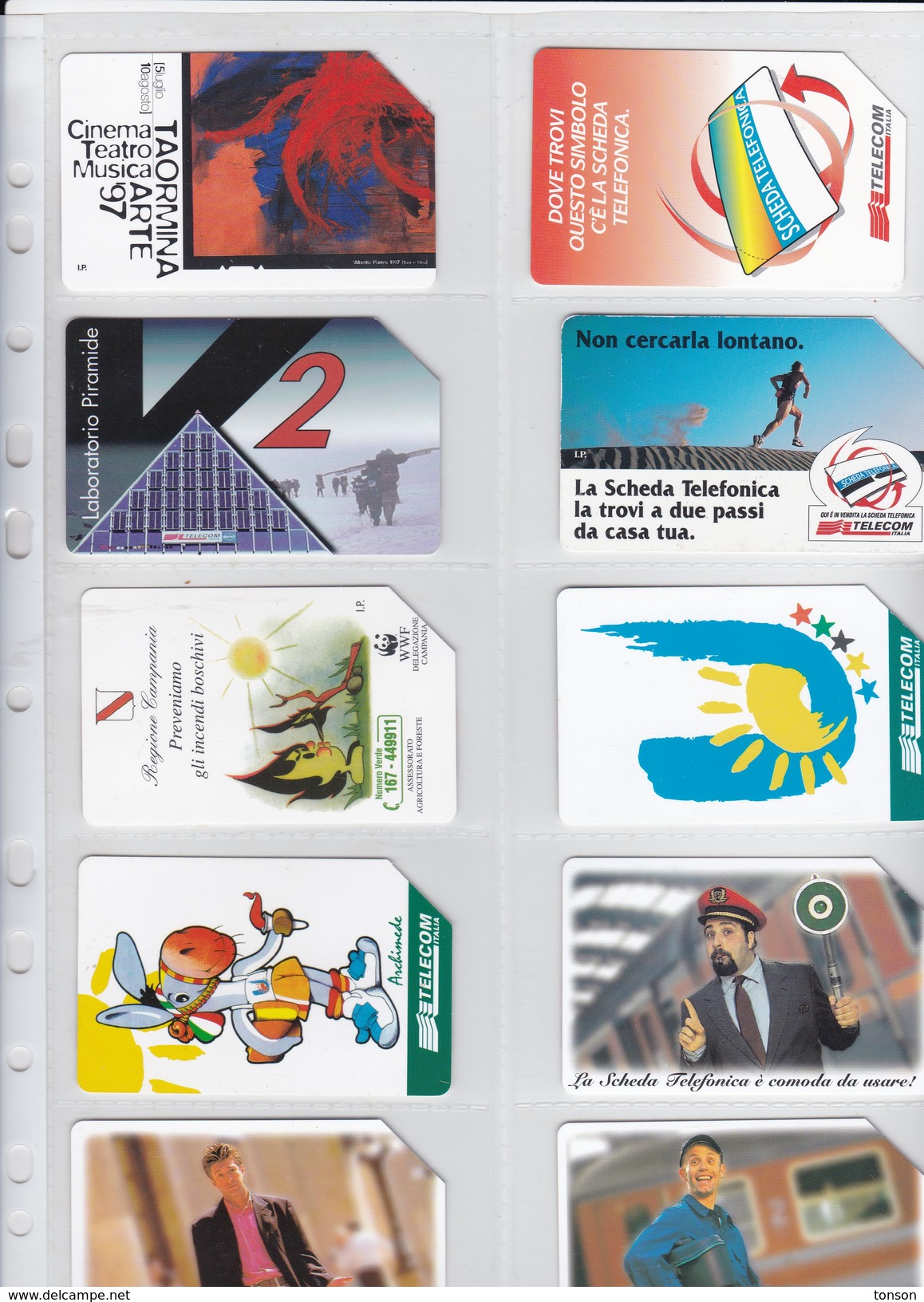 Italy, 10 Different Cards Number 10, Cartoon, Donkey, WWF Panda, Sport, 2 Scans. - [4] Sammlungen