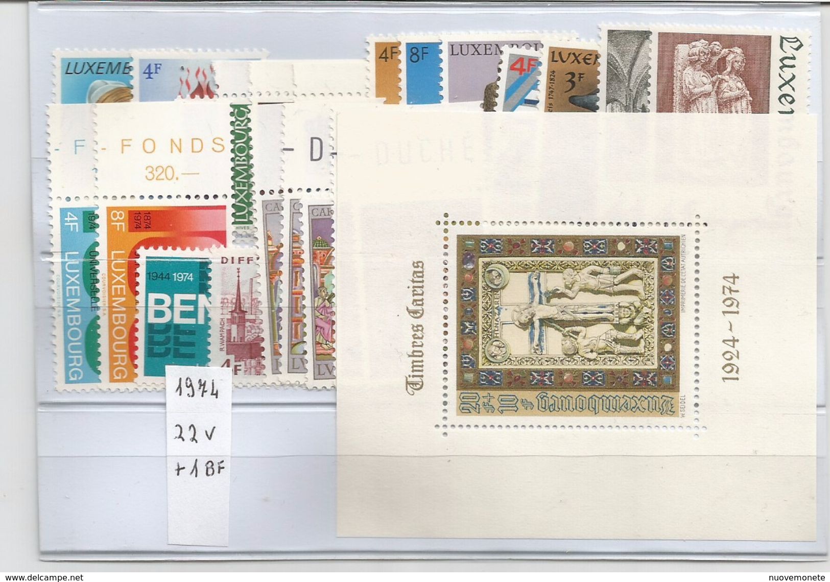 LUSSEMBURGO ANNATA 1974 22 Valori Ordinari + BF NUOVI PERFETTI  MNH** - Années Complètes