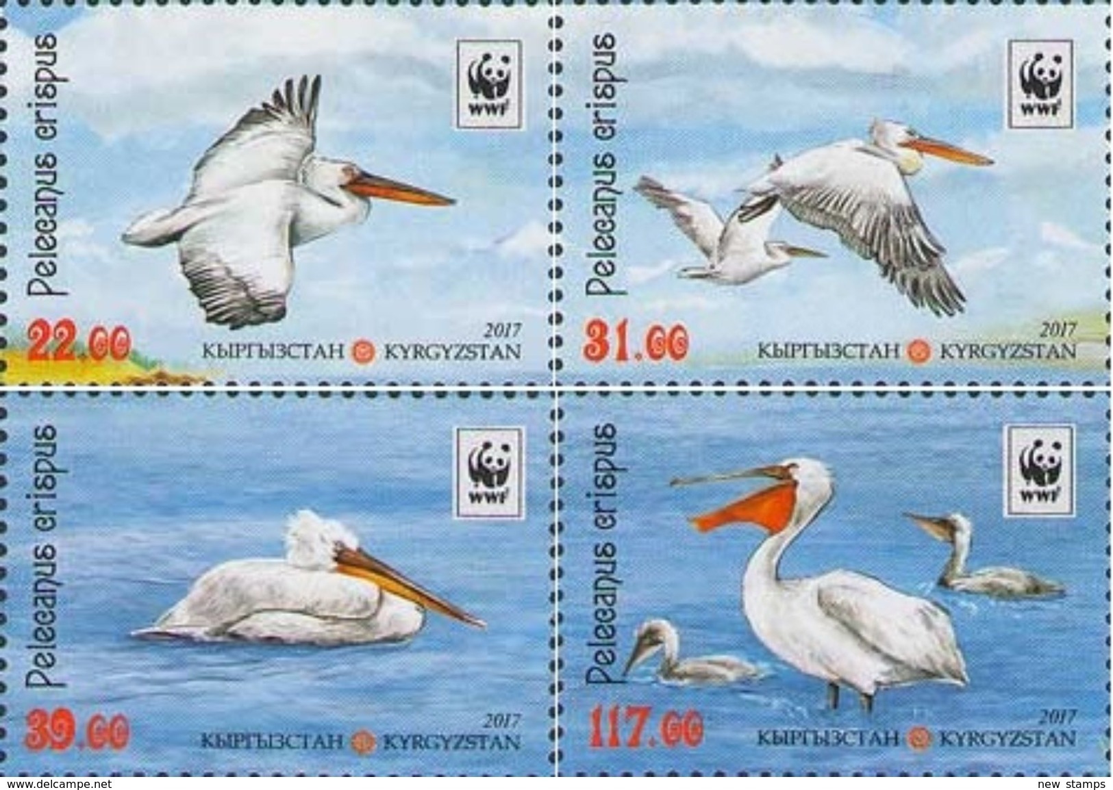 Kyrgyzstan 2017 WWF Dalmatian Pelican 4v MNH - Unused Stamps