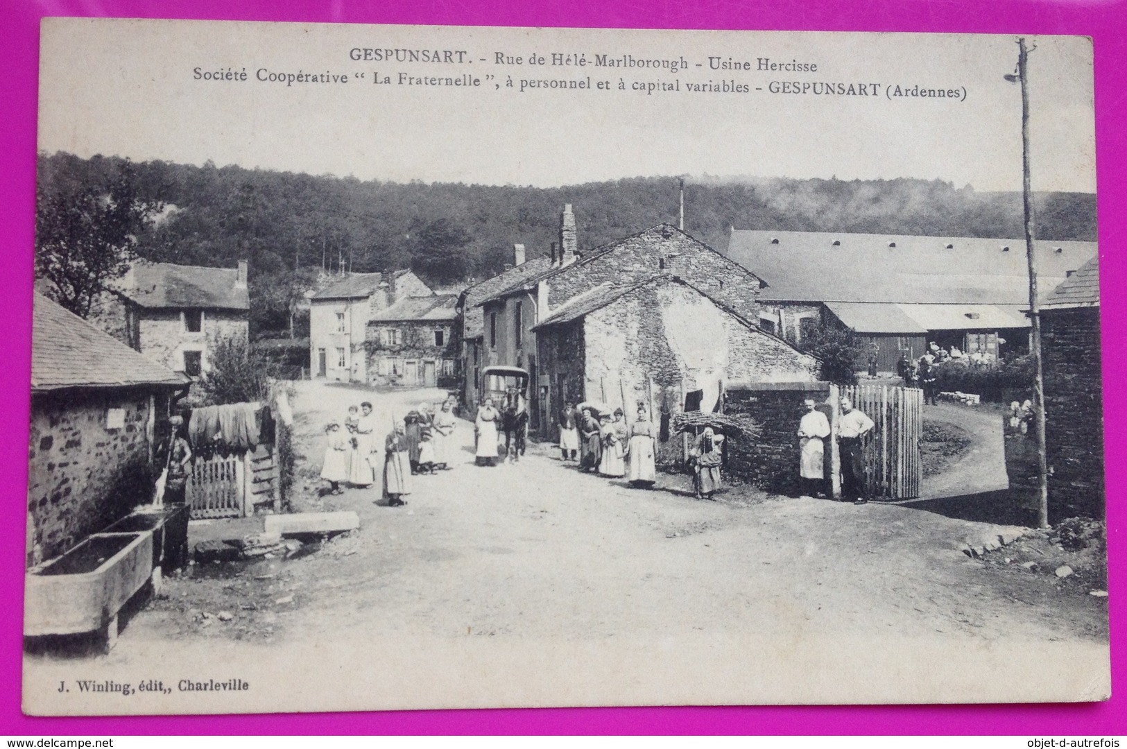 Cpa Gespunsart Usine Hercisse Rue Hélé Marlborough Sté Coopérative Fraternelle 08 Ardennes Proche Charleville Mézières - Altri & Non Classificati