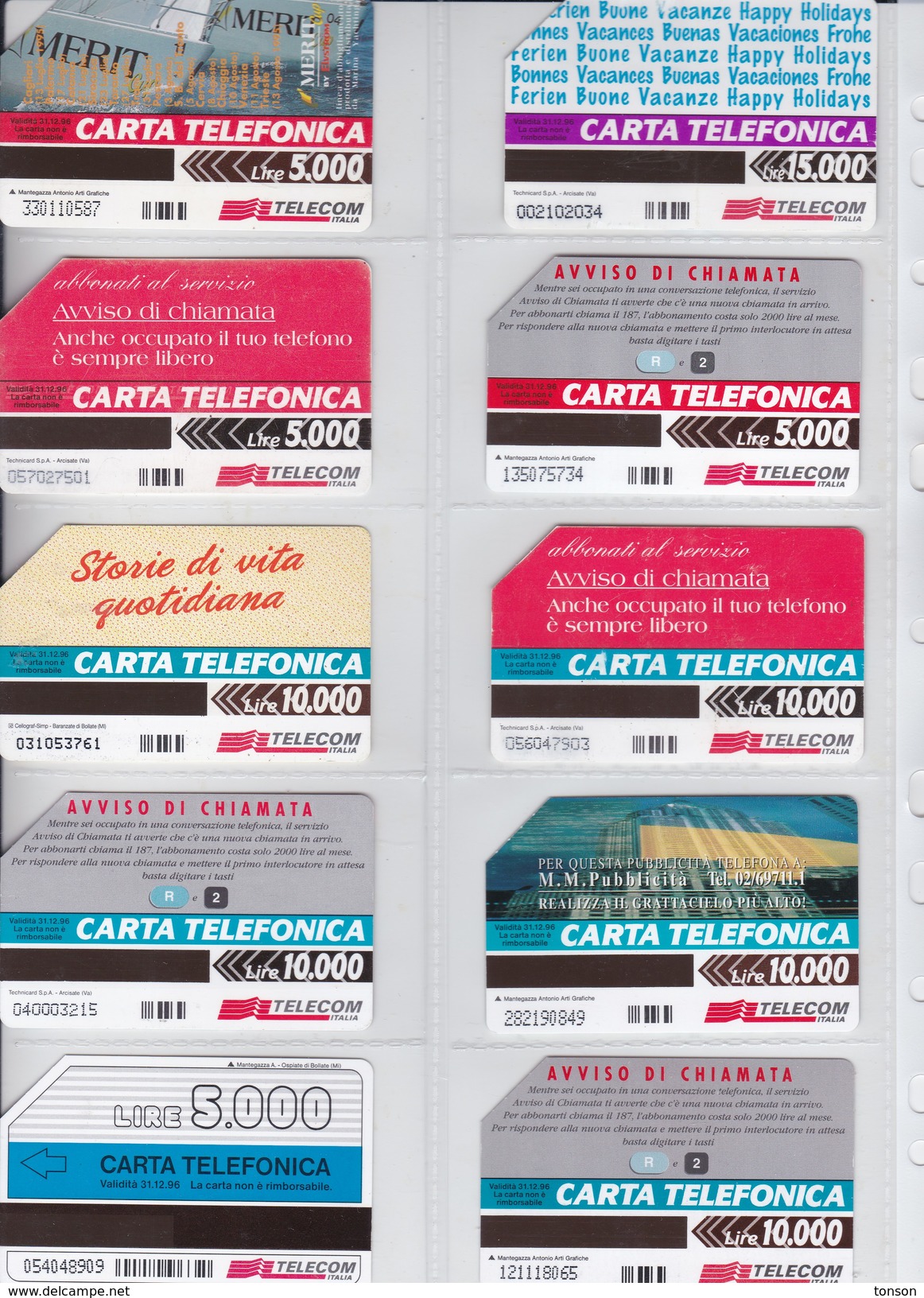 Italy, 10 Different Cards Number 15, Sport, Telephones, Sailing, 2 Scans. - [4] Colecciones