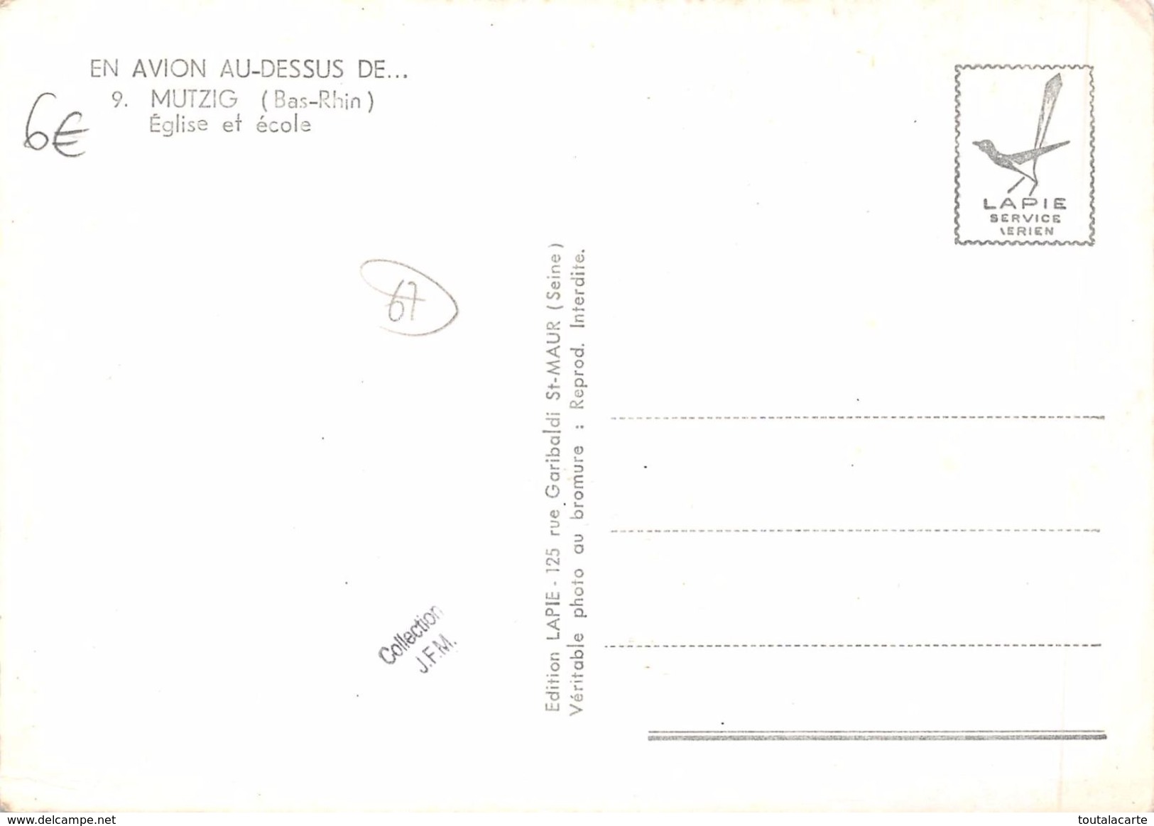 CPSM 67 MUTZIG EGLISE ET ECOLE EN AVION AU DESSUS DE ..   Grand Format 15 X 10,5 - Mutzig