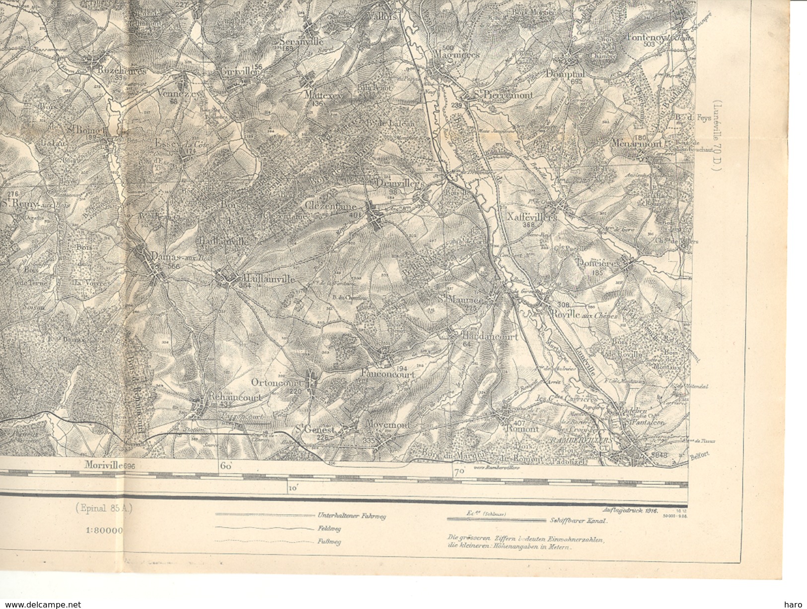 Carte D'état Major (2 Pièces)- 1 : 80 000 - LUNNEVILLE (70 C Et D) Edition Allemande  (b215)- Guerre 14/18 - Carte Geographique