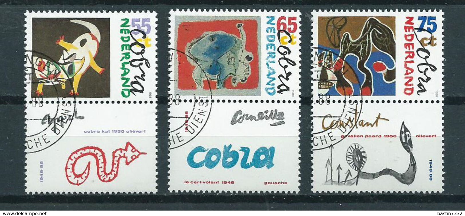 1988 Netherlands Complete Set Cobra Art,kunst Used/gebruikt/oblitere - Gebruikt