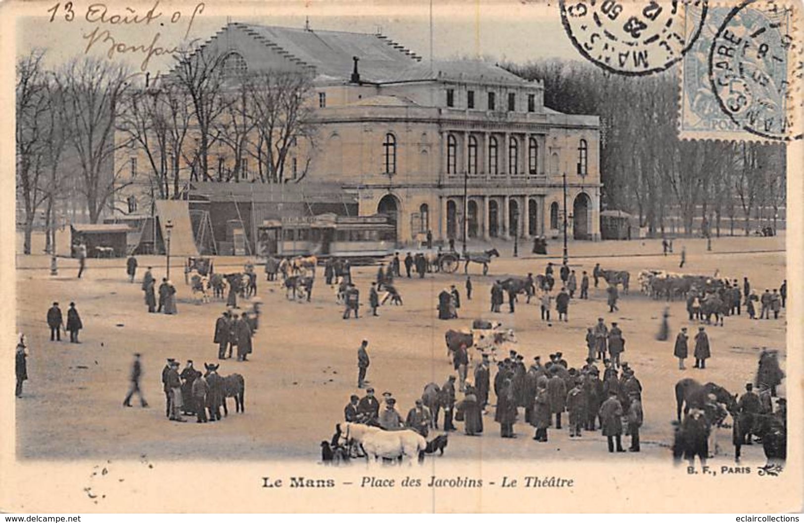 Le Mans     72       Place Des Jacobins. Marché. Ancien Théâtre Et Tramway        (voir Scan) - Le Mans