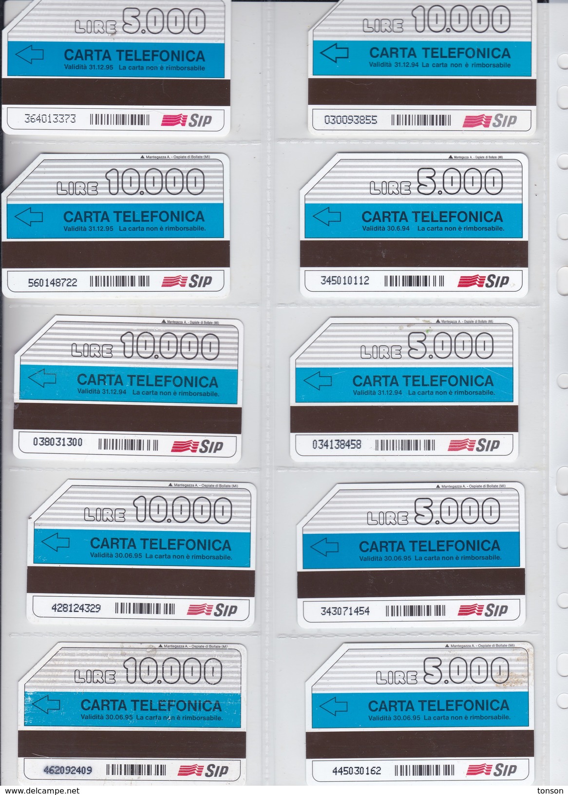 Italy, 10 Different Cards Number 19, Peugeeot 306, , 2 Scans. - [4] Sammlungen