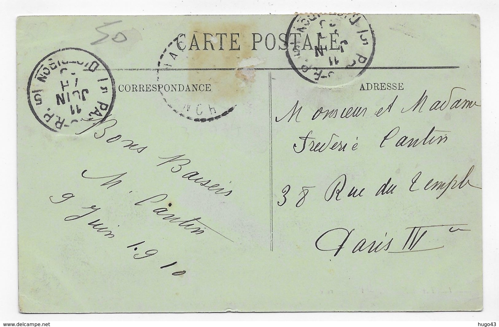 (RECTO / VERSO) LANDEMER EN 1910 - N° 1 - VUE GENERALE - BEAU CACHET - CPA VOYAGEE - Autres & Non Classés