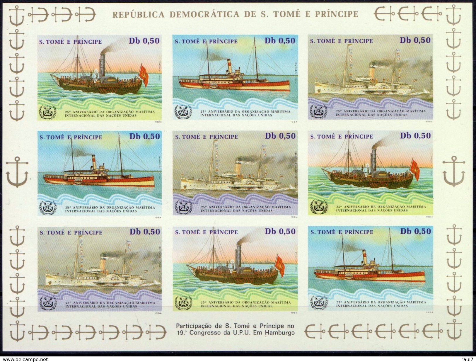 Sao Tomé E Principe 1984 - Bateaux à Vapeur, UPU Hambourg 1984 - Feuillet ND Neufs // Mnh Imp. - Sao Tomé Y Príncipe