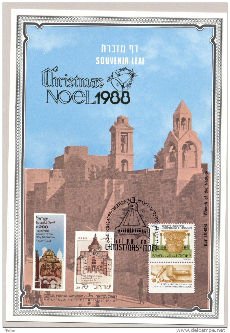 Israel - 1988 - Souvenir Leaf Christmas-Noël - Brieven En Documenten