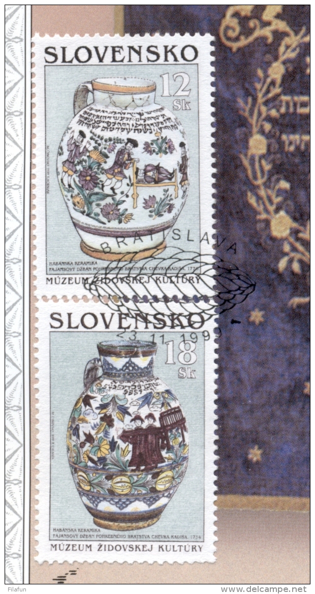 Israel - 1999 - Souvenir Leaf Jewish Culture In Slovakia - Combined Issue With Slovensko - Brieven En Documenten