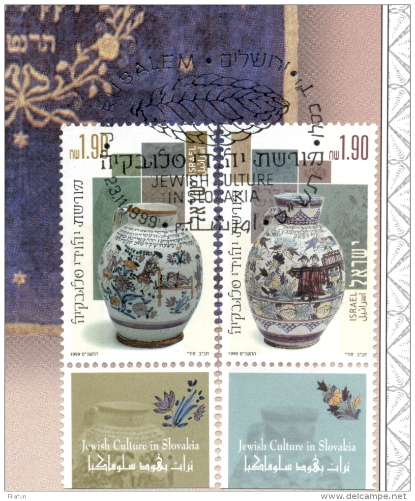 Israel - 1999 - Souvenir Leaf Jewish Culture In Slovakia - Combined Issue With Slovensko - Brieven En Documenten