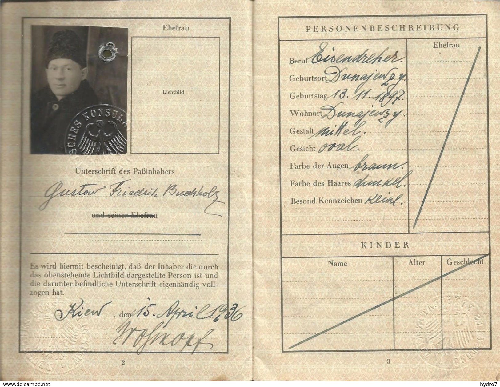 Nazi Germany 1936 Passport  Reisepass  Italian Visa Border Stamps  Passaporto - Historische Dokumente