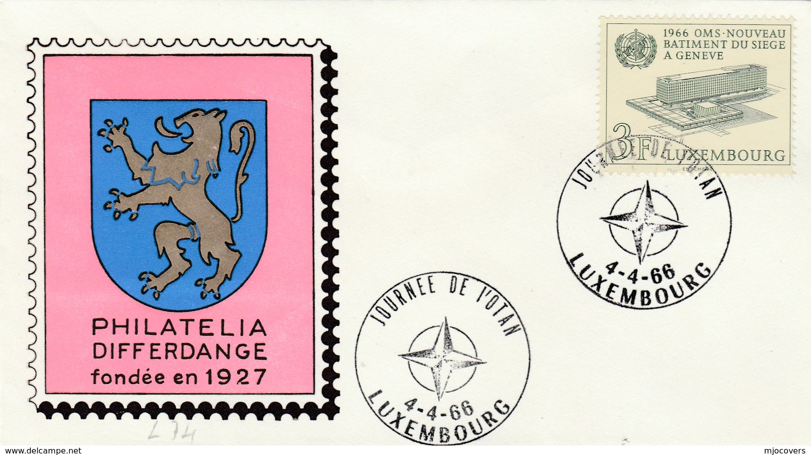 1966 Luxembourg NATO DAY EVENT Cover  WHO UN Stamps United Nations - NATO