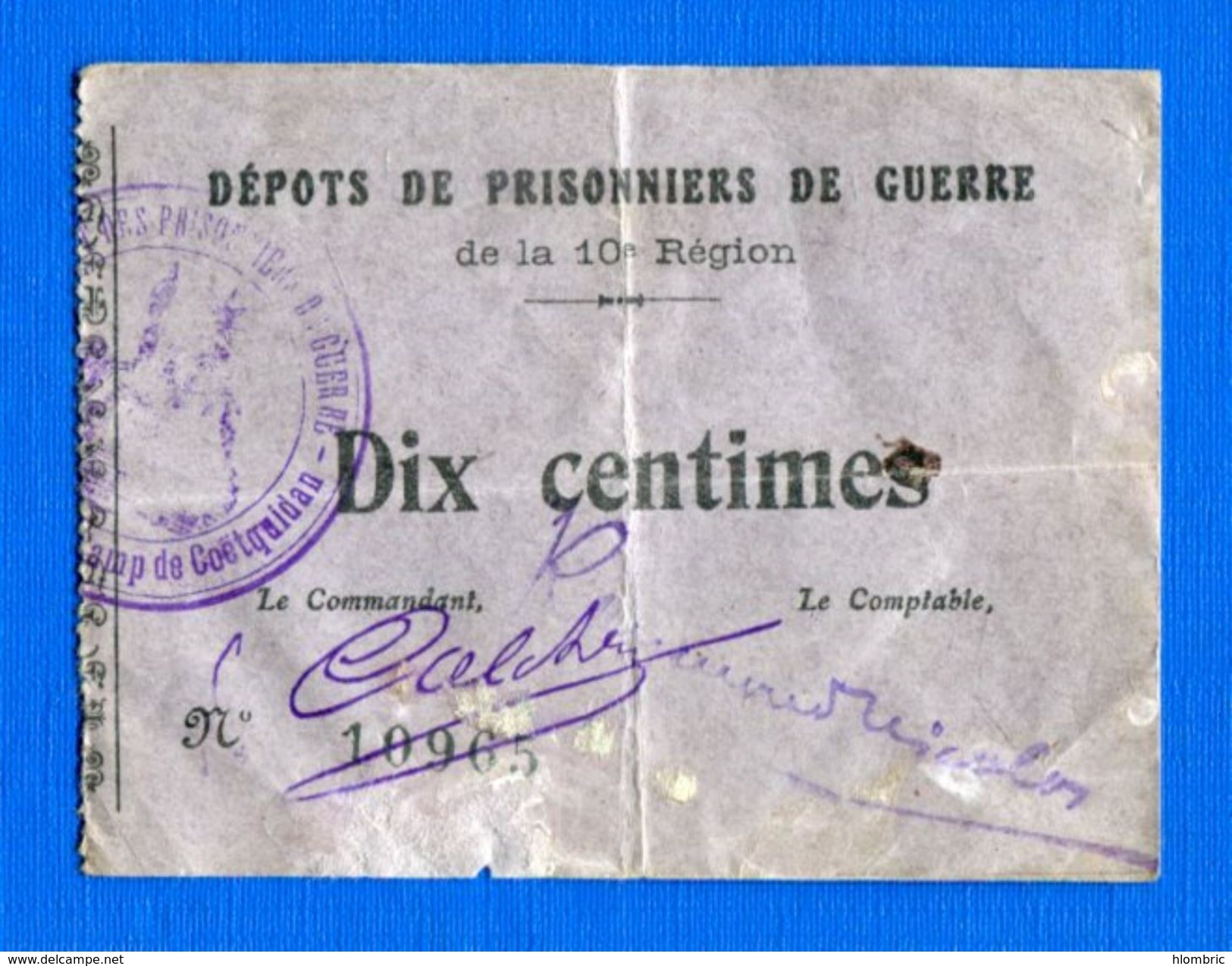 Montfort  Sur  Mer  35/12  Pg  De  Coetquidan  10  Cents   1914/18 - Bons & Nécessité