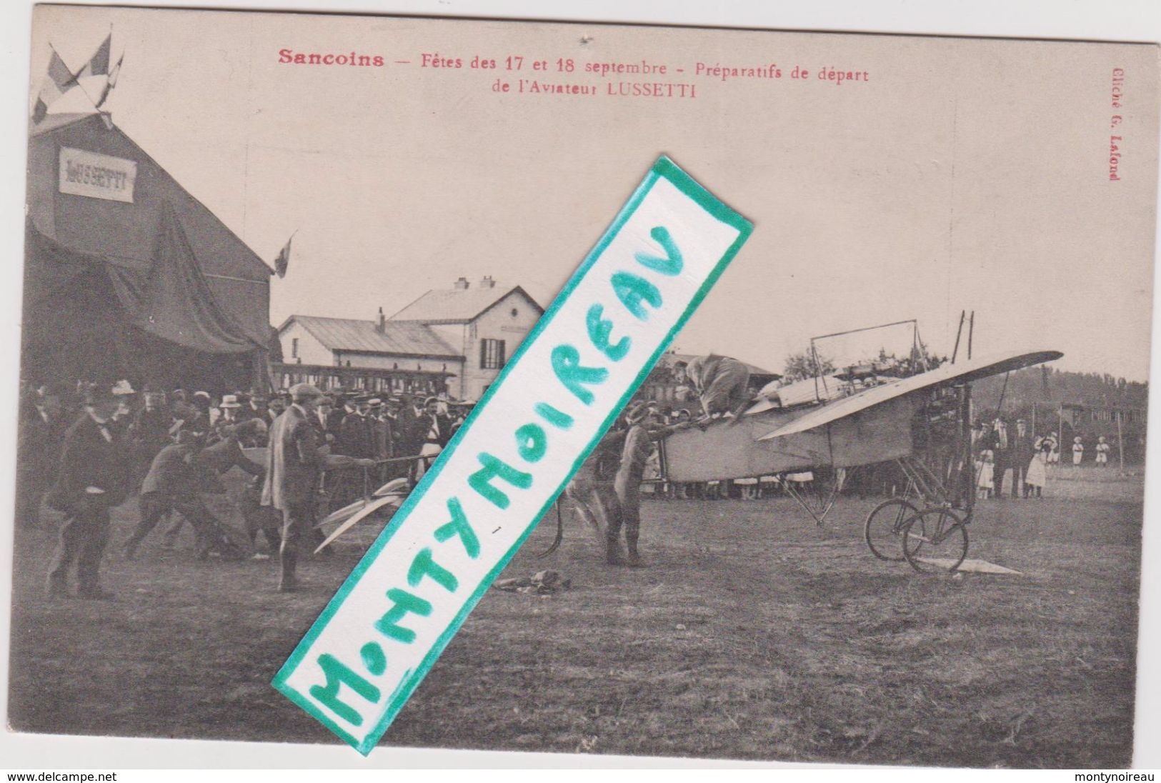 Cher : SANCOINS : Fête Des 17 Et 18 Sept. De L Aviateur Lussetti , Avion  , Préparatif De  Départ - Sancoins