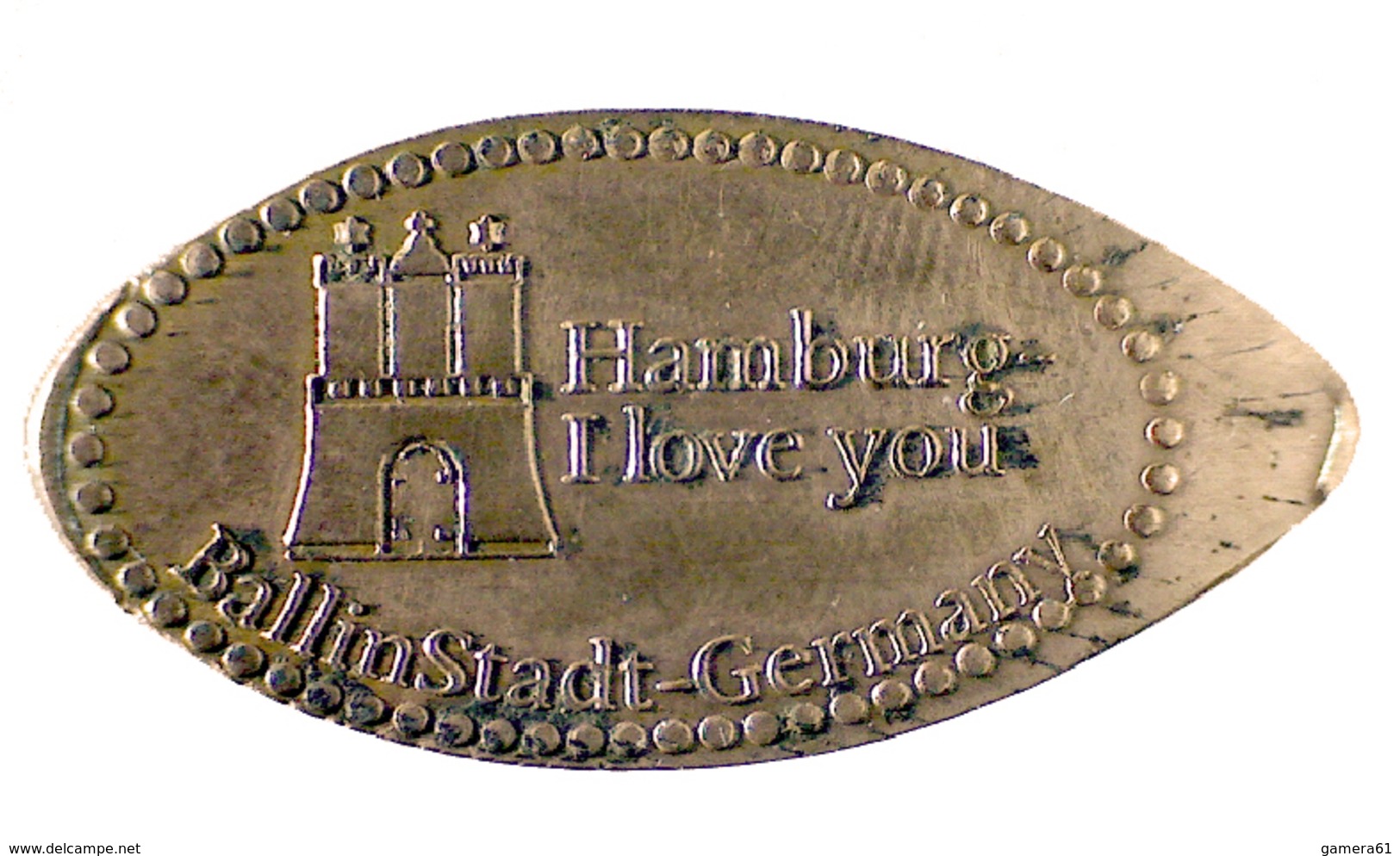 00779 GETTONE TOKEN JETON FICHA ELONGATE PENNY SOUVENIRS HAMBURG LOVE YOU BALLISTADT GERMANY - Pièces écrasées (Elongated Coins)