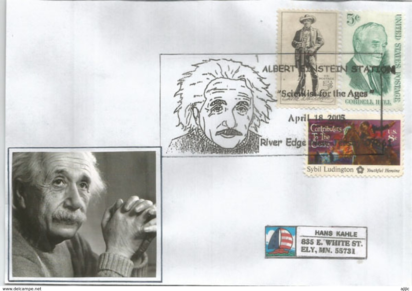 Cinquantenaire Disparition D'Albert Einstein 1955.Nobel Prize In Physics (1921), Lettre 2005 Du New-Jersey - Nobelpreisträger