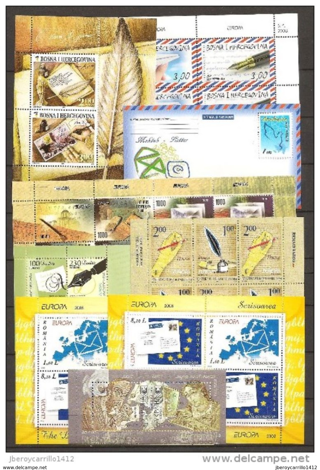 EUROPA 2008- “LA CARTA ESCRITA - DER BRIEF"- COLECCIÓN  MUY COMPLETA DE SELLOS Y HOJITAS BLOQUE.- EMITEN 65 PAÍSES - Collections