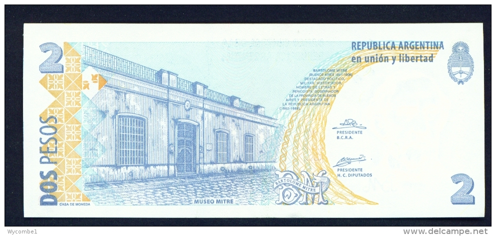 ARGENTINA  -  2002  2 Pesos  UNC Banknote - Argentina
