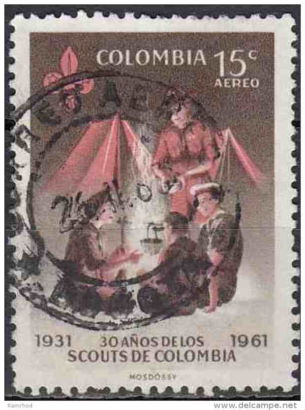 COLOMBIA 1962 30th Anniv Of Colombian Boy Scouts And 25th Anniv Of Colombian Girl Scouts - 15c Scouts In Camp FU - Colombia