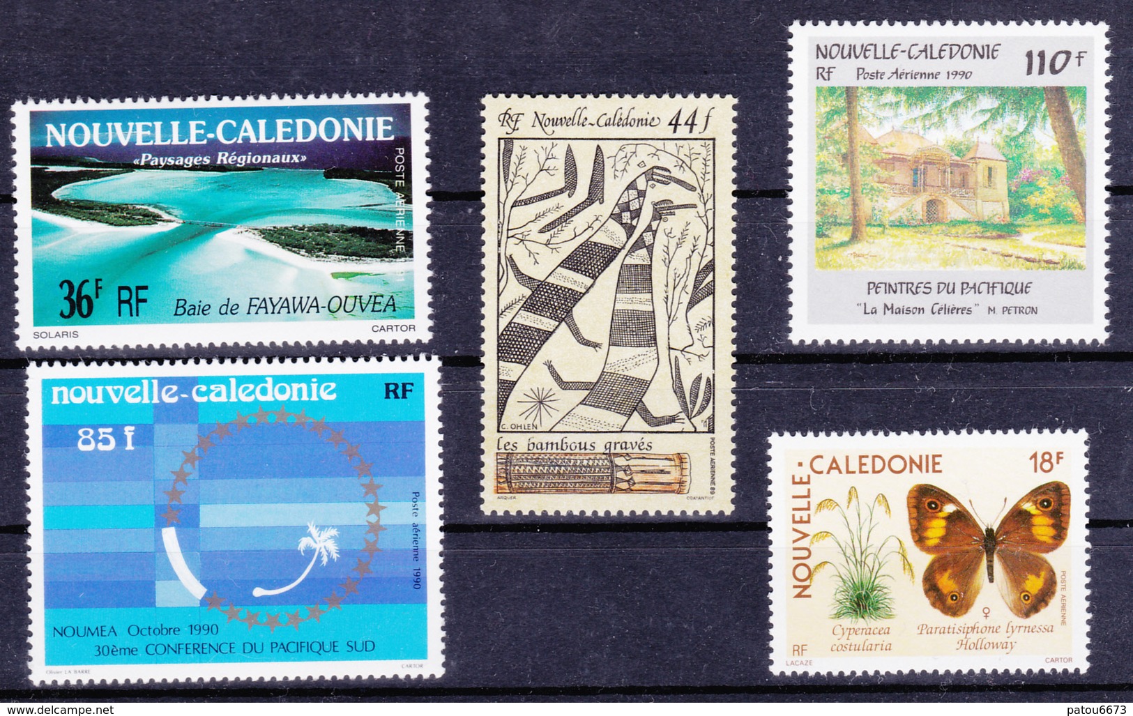 Nouvelle Calédonie 1989-91 Airmail Small Lot ( Yv PA 264 265 273 275 276 ) MNH** Luxe 9.10€ - Ungebraucht