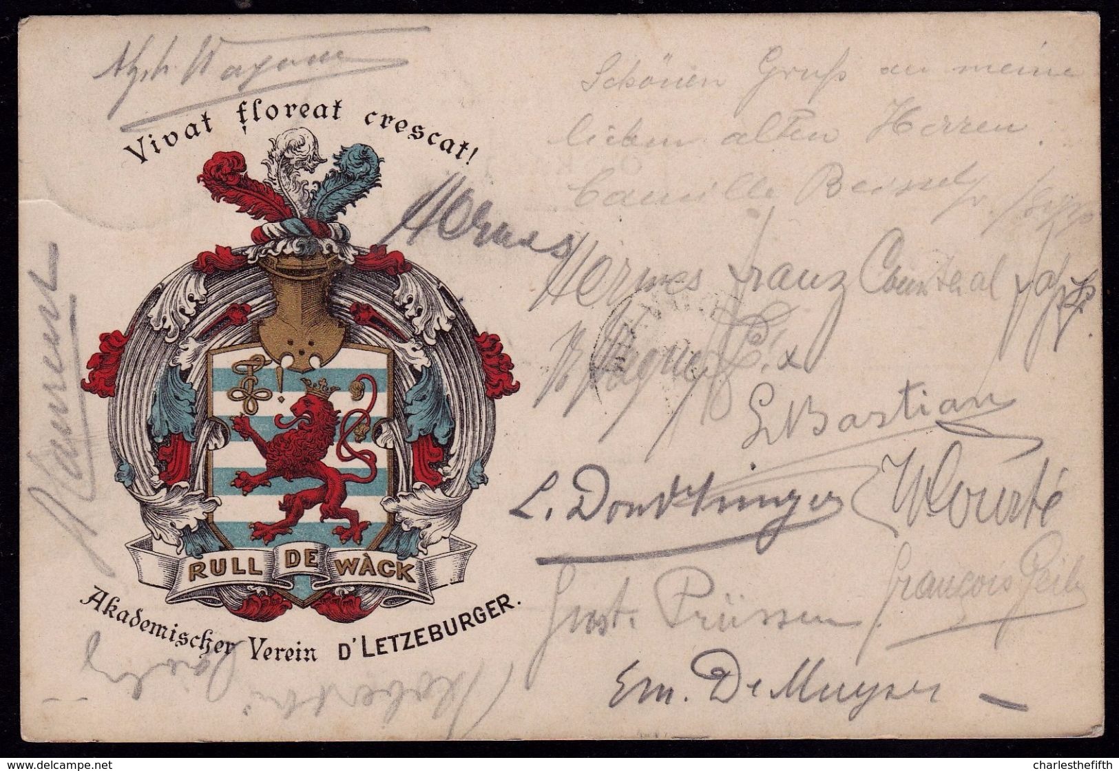 1903 - STUDENTIKA - STUDENTENWAPPEN * AKADEMISCHER VEREIN LETZEBURGER - LETZEBUERG - Université AVEC SIGNATURES - Sonstige & Ohne Zuordnung