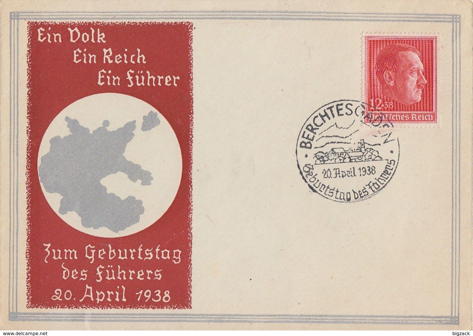 DR Sonderumschlag Zum Geburtstag EF Minr.664 SST Berchtesgaden 20.4.38 - Briefe U. Dokumente